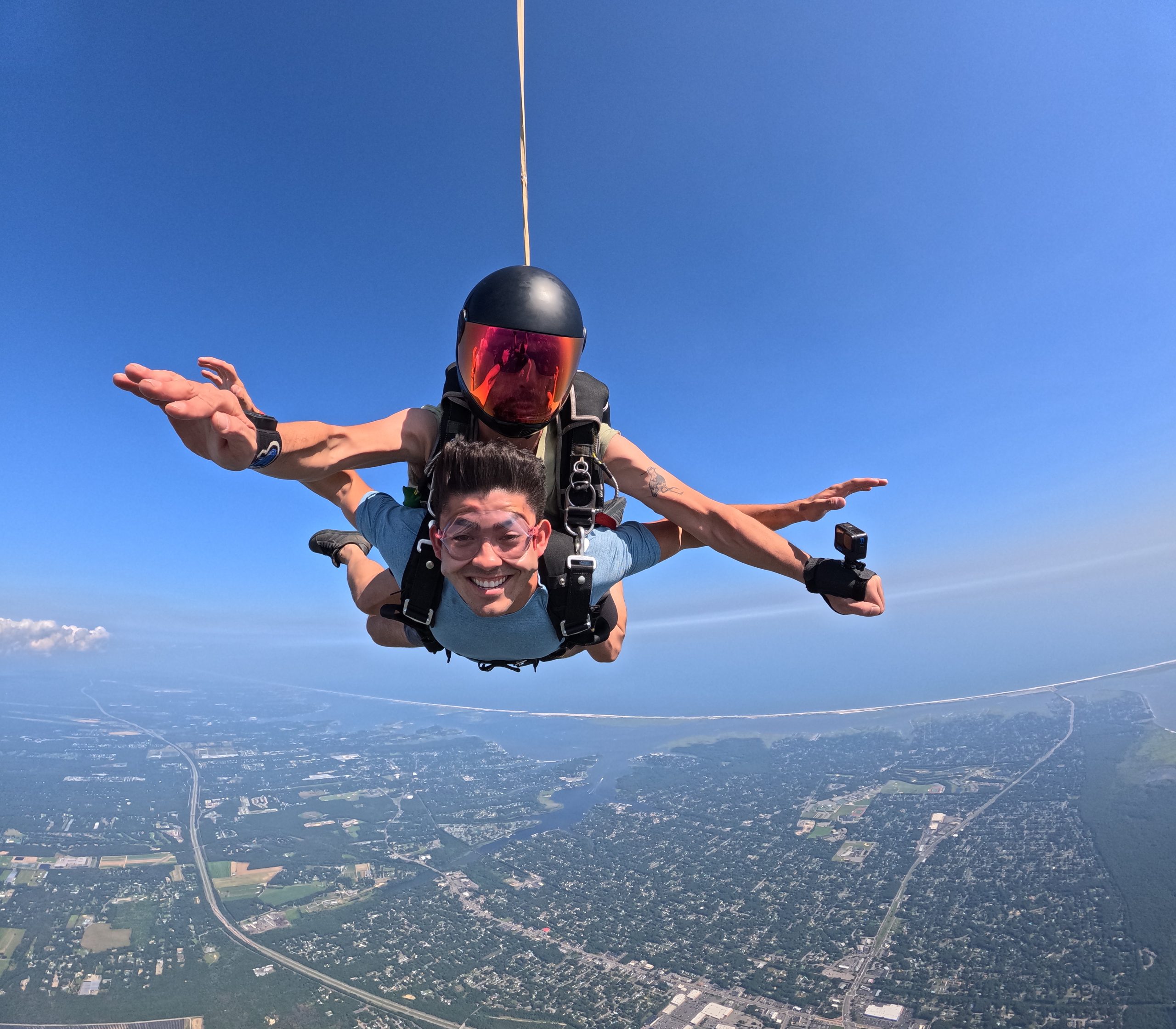 Skydiving in Long Island by the ocean