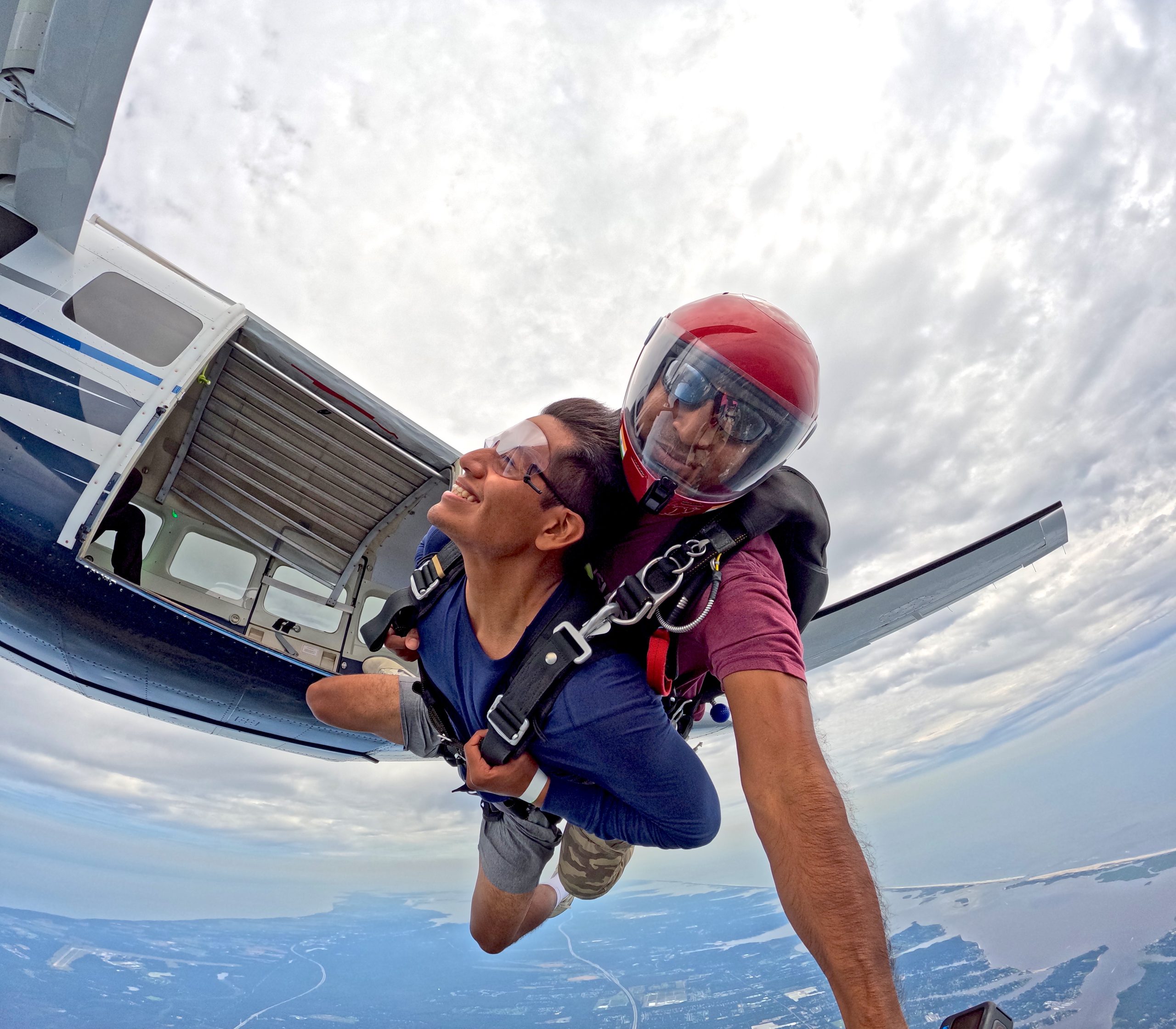 Skydiving in New York by the ocean