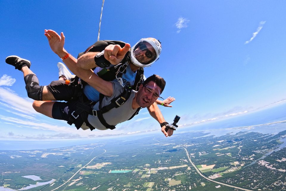 Skydiving by the ocean in New York